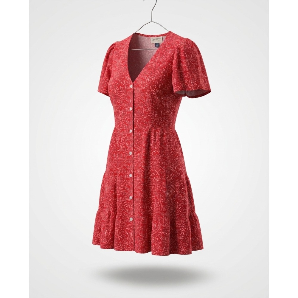 Universal Thread Mini Dress Womens Small Red Star Print Linen Blend
